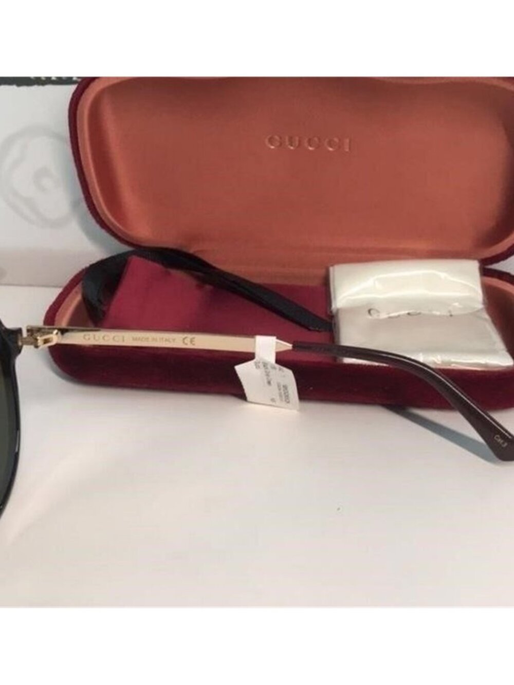 New Authentic  Gucci GG0829SA 002 – Black & Ruthenium Aviator Green Lenses ✨ - Picture 10 of 12